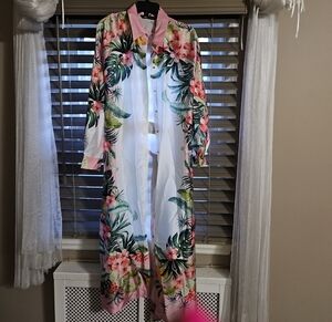 Zara Belted Kimono Style with Floral Accents